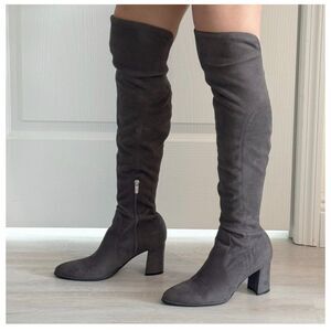 Marc Fisher gray over the knee boots size 9 New In Box dark gray fabric …